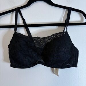 Soma Oh My Gorgeous Bridget Cami Bra Black Floral Lace Underwire 34C NWT